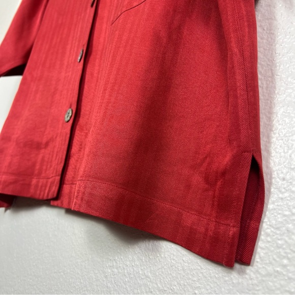 Tommy Bahama Women’s Silk Cropped Blouse Button Sz Medium Red Salmon Vintage - Picture 6 of 15